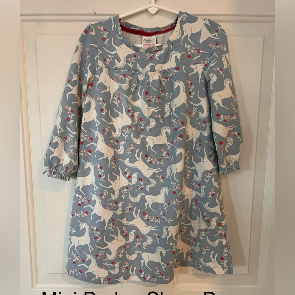 Mini Boden Light Blue Unicorn Sleep Dress
